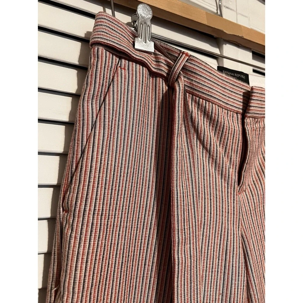 BANANA REPUBLIC Women's Size 4P 4 Petite Pants Striped AVERY Linen Blend Stretch